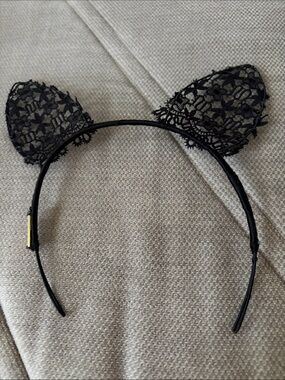 cult gaia Black Lace Cat Ear Headband